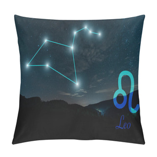 Personality  Dark Landscape With Night Starry Sky And Leo Constellation Pillow Covers