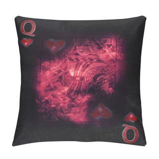 Personality  Queen Of Hearts Playing Card Abstract Background Pillow Covers