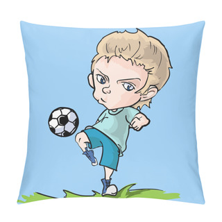 Personality  Young Soccer Player Vector Illustration  Pillow Covers