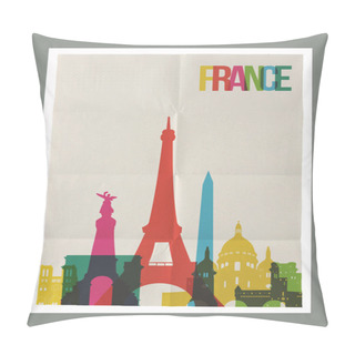 Personality  Travel France Landmarks Skyline Vintage Poster Pillow Covers