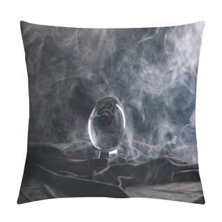 Personality  Crystal Ball On Black Textile With Smoke On Dark Background Pillow Covers