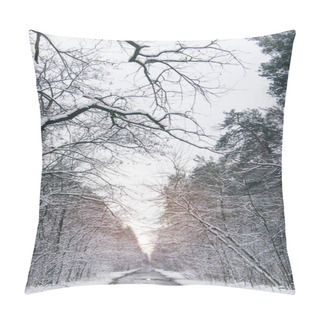 Personality  Sunset In Frozen Winter Forest With Snow Pillow Covers