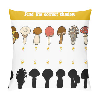 Personality  Find The Correct Shadow, Education Game About Mushrooms Pillow Covers