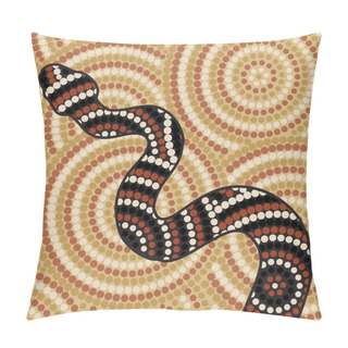 Personality  Abstract Aboriginal Snake Dot Painting In Vector Format. Pillow Covers