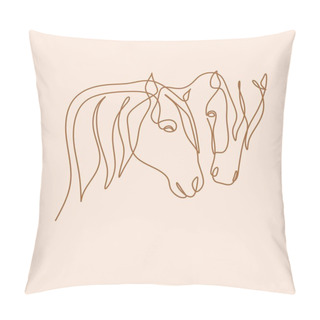 Personality  Horse.Animal Line Drawing. Animal Line Art. Line Illustration Pillow Covers