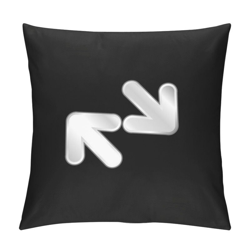 Personality  Arrows Couple Of Diagonal Opposite Silver Plated Metallic Icon Pillow Covers
