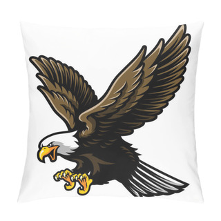 Personality  American Bald Eagle With Open Wings And Claws In Cartoon Style Pillow Covers