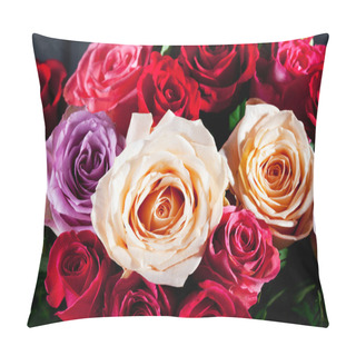 Personality  Bouquet Of Colorful Roses Pillow Covers