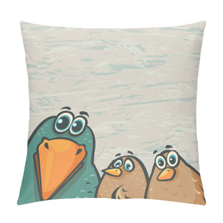 Personality   Cartoon Birds - Funny Crow And Sparrows Pillow Covers