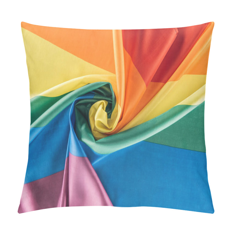Personality  top view of rainbow flag creased in spiral shape, lgbt concept pillow covers