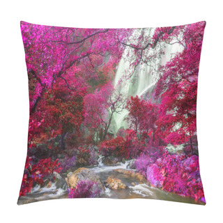 Personality  Amazing Waterfall In Colorful Autumn Forest Pillow Covers