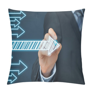 Personality  Businessman Drawing Arrow Bigger Than Another Pillow Covers