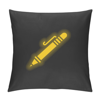 Personality  Ballpoint Pen Yellow Glowing Neon Icon Pillow Covers
