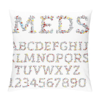 Personality  Font Made Of Different Drugs Pillow Covers