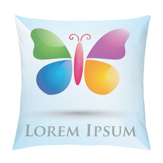 Personality  Colored Butterfly On Blue Background Pillow Covers