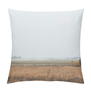 Personality  Planes On Foggy Airfield With Cloudy Sky Pillow Covers