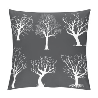 Personality  Vector Set Of White Bare Trees Silhouettes Pillow Covers