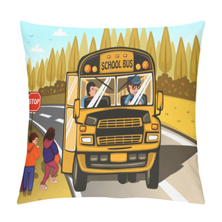 Personality  School Bus Driver And Kids Pillow Covers