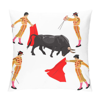 Personality  Bullfighting. Bull And Matadors Pillow Covers