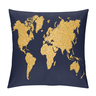 Personality  World Map Gold Glitter Art Concept Illustration Pillow Covers