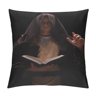 Personality  Mysterious Monk Holding A Book And Preaching  Pillow Covers
