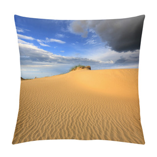 Personality  Dunes In Sandy Desert Under Thunder Sky Pillow Covers