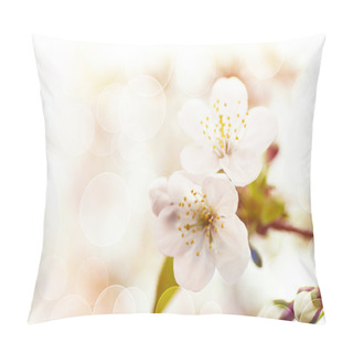 Personality  Blossoming Tree On Beautiful Bokeh Background, With Color Filter Pillow Covers