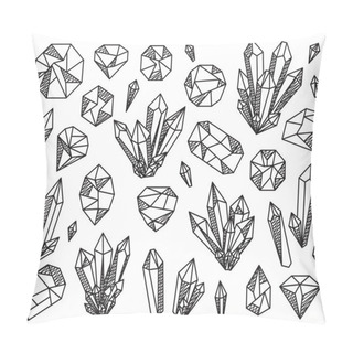 Personality  Vector Collection Of Beautiful Crystals And Gemstones Pillow Covers