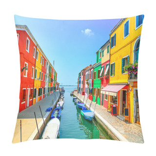 Personality  Venice Landmark, Burano Island Canal, Colorful Houses And Boats, Pillow Covers