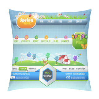 Personality  Web Elements Vector Horizontal Header Design. Navigation Templates Set Eco And Spring Theme Pillow Covers