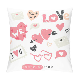 Personality  Vector Pack Of Love Stickers With Hearts Pillow Covers