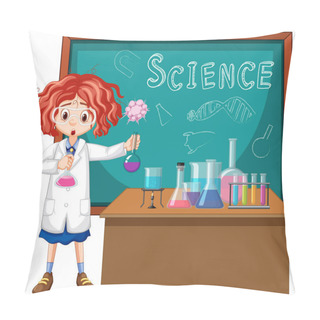 Personality  Student In Science Classroom Working With Tools Pillow Covers