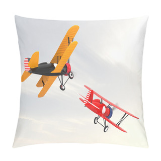 Personality  Two Biplanes Flying In The Sky. Pillow Covers