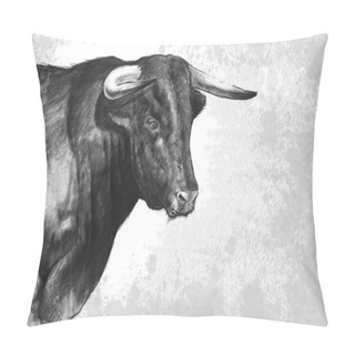 Personality  Bull Tattoo Illustration Over Rusty Texture Pillow Covers