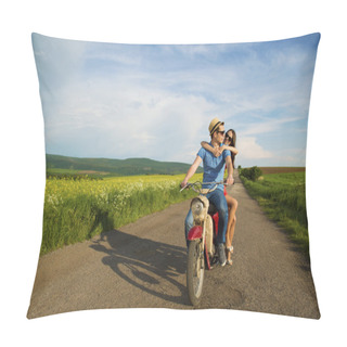 Personality  Couple On Retro Motorbike Pillow Covers