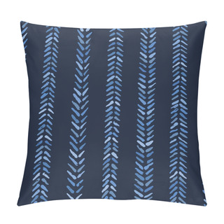 Personality  Indigo Blue Graphic Herringbone Stitch Seamless Pattern. Modern Chevron Stripes Vector Illustration. Pillow Covers