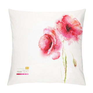 Personality  The Two Flowering Red Poppies. Pillow Covers