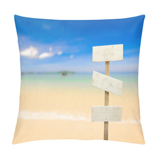 Personality  Signboard At The Beach Pillow Covers
