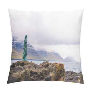 Personality  Statue Of Selkie Or Seal Wife In Mikladalur, Faroe Islands Pillow Covers