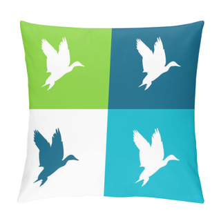 Personality  Bird Waterfowl Shape Flat Four Color Minimal Icon Set Pillow Covers
