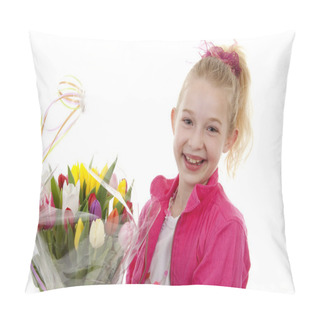 Personality  Girl With Dutch Tulips Pillow Covers