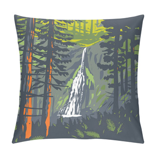 Personality  WPA Poster Art Of Marymere Falls Located In Olympic National Park Near Lake Crescent In Washington State, United States Of America Done In Works Project Administration. Pillow Covers