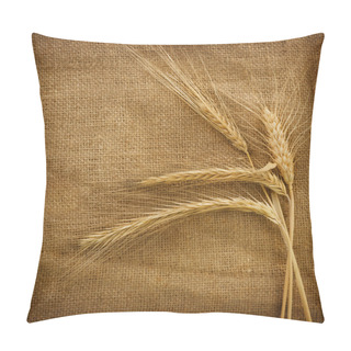 Personality  Wheat Ears Over Burlap Background Pillow Covers
