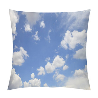 Personality  Bright Blue Sky With White Fluffy Beautiful Cloud Formation On Sunny Day For Design Background And Wallpaper Pillow Covers