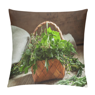 Personality  Spicy Herbs In A Wicker Basket  Pillow Covers