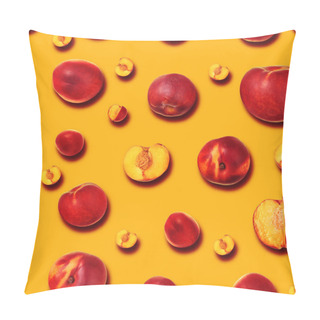 Personality  Nectarine Seamless Pattern On Peach Background Pillow Covers