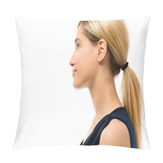 Personality  Profile. Woman's Face Without Cosmetic Pillow Covers