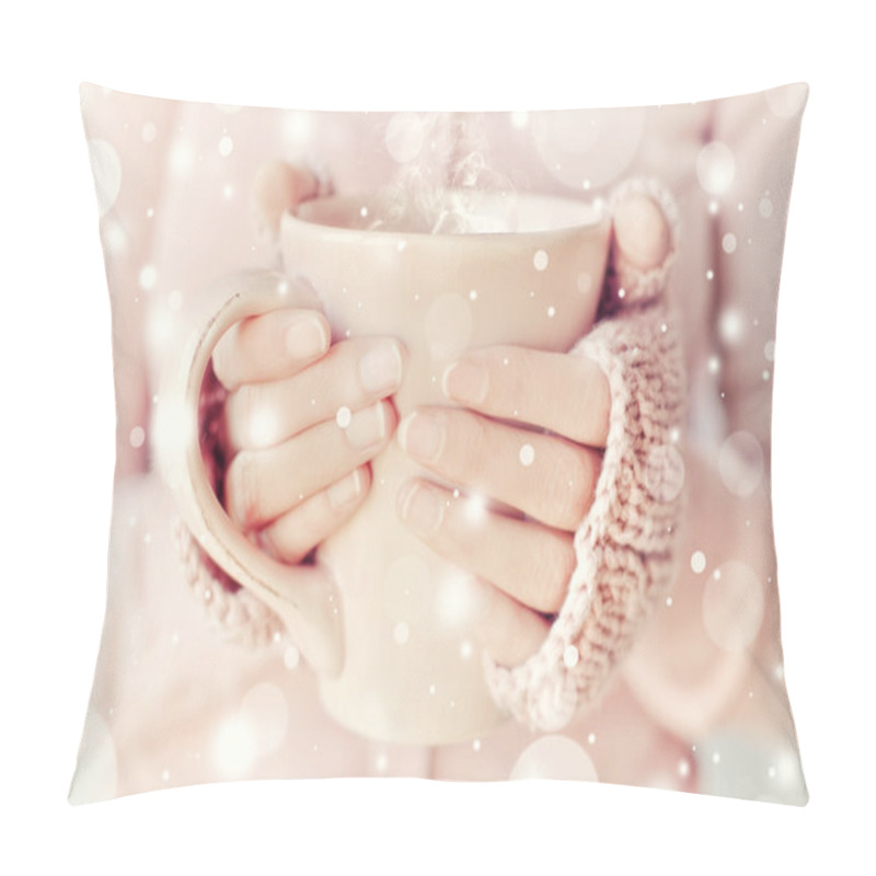 Personality  Hands Of Woman Holding A Cup Pillow Covers