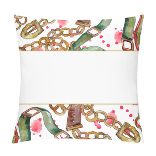 Personality  Chain And Leather Belt Sketch Fashion Glamour Illustration In A Watercolor Style. Watercolour Drawing Fashion Aquarelle. Pillow Covers