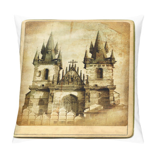 Personality  European Landmarks- Vintage Cards- Prague Cathedral Pillow Covers